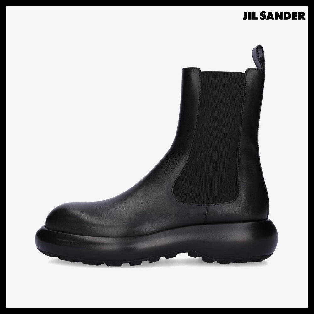 【Jil Sander】Chunky Leather Chelsea Boots Black