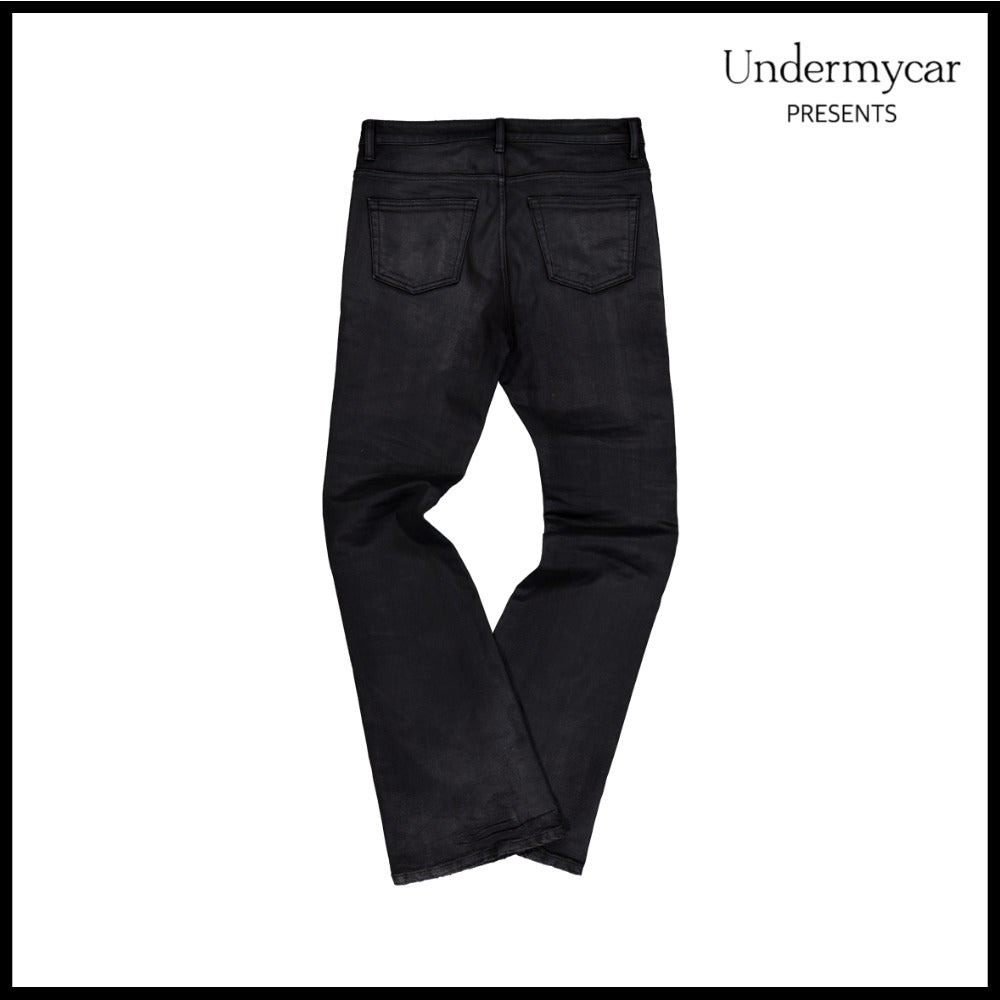 【Undermycar】Mu.158 Classic Logo Wax Coated Flare Jeans