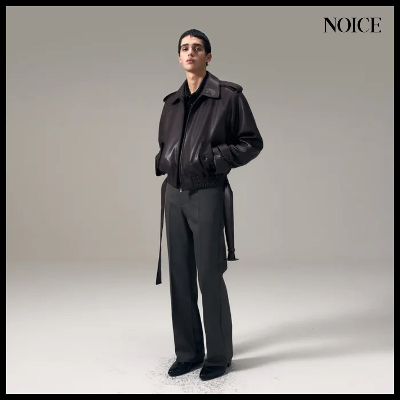 【NOICE】Aviator Faux Leather Blouson Burgundy