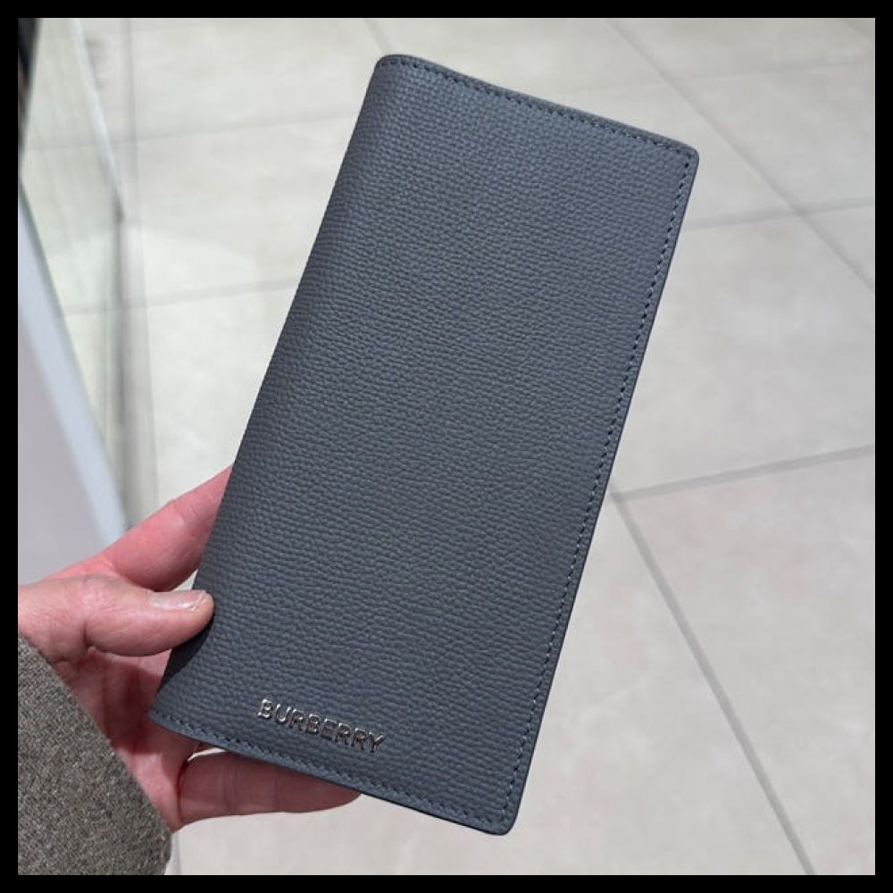 【Burberry】CAVENDISH Logo Grained LeatherFolding LongWallet