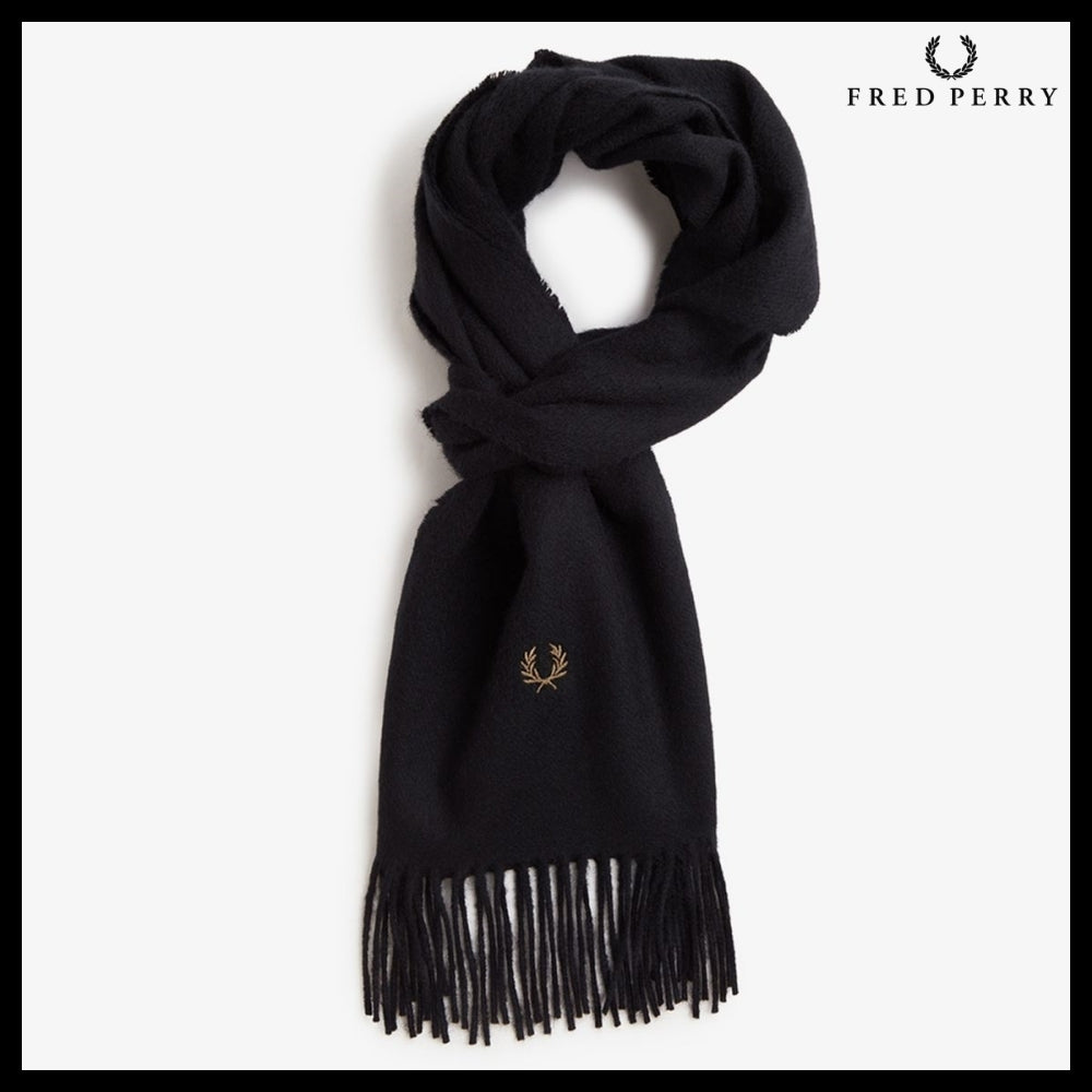 [FRED PERRY] Lambswool Scarf - Black P11