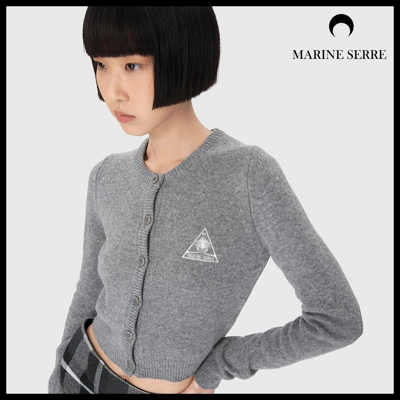 【MARINE SERRE】Clean Wool Knit Fitted Cardigan GR90