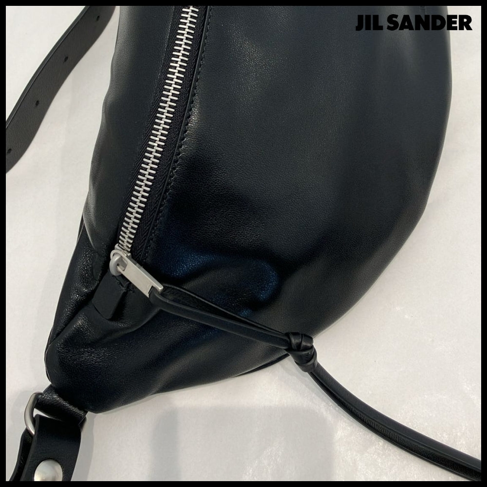 【JIL SANDER】Waist Bag Large Black Leather Bag