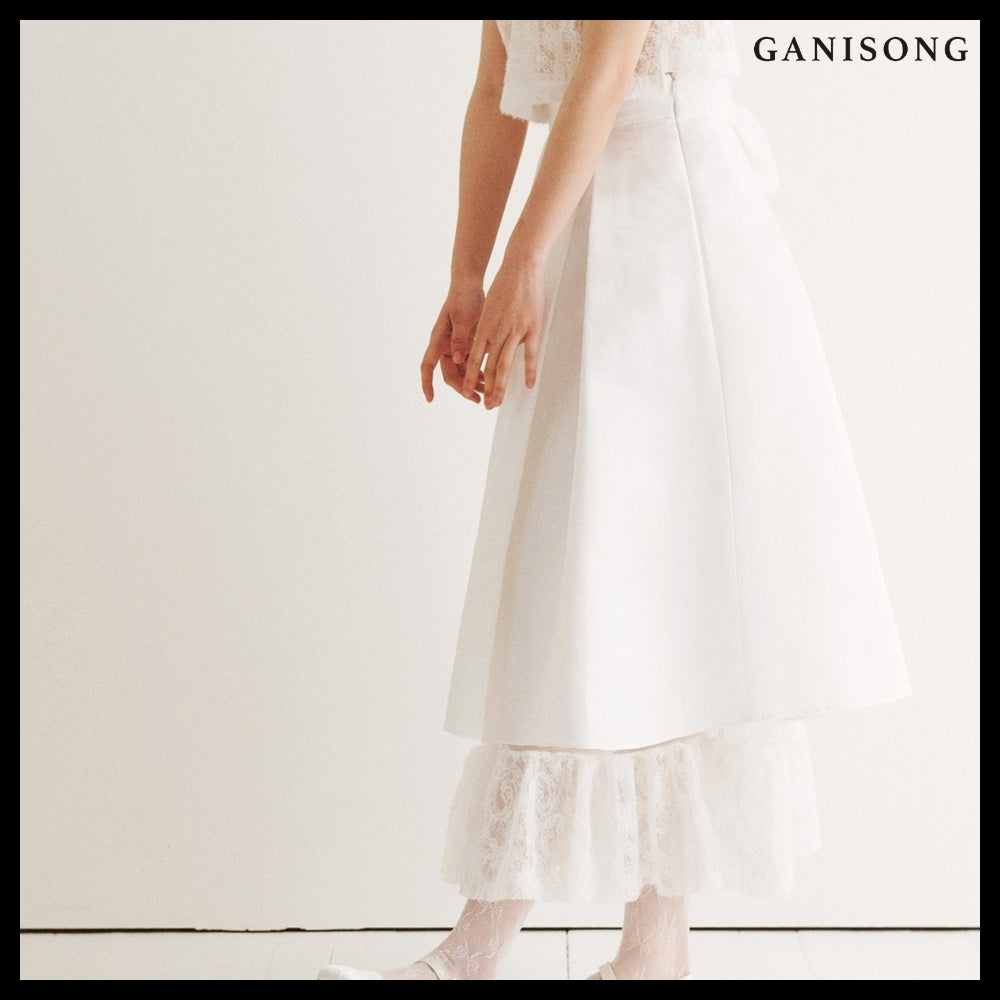 【GANISONG】Bridal Twist Puff Two-Piece Dress White