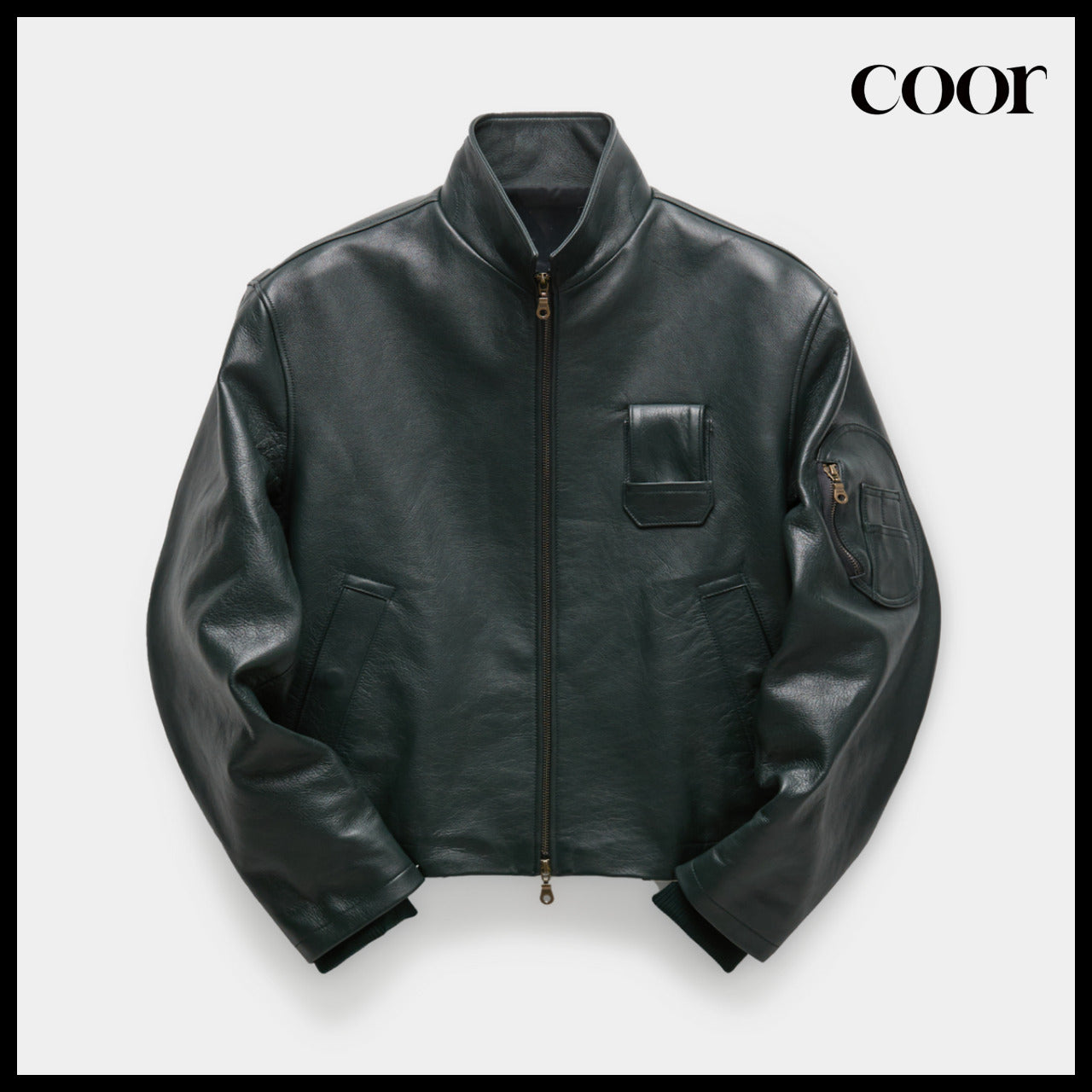 【COOR】Goat Skin Pilot Leather Jumper (2 Colors)