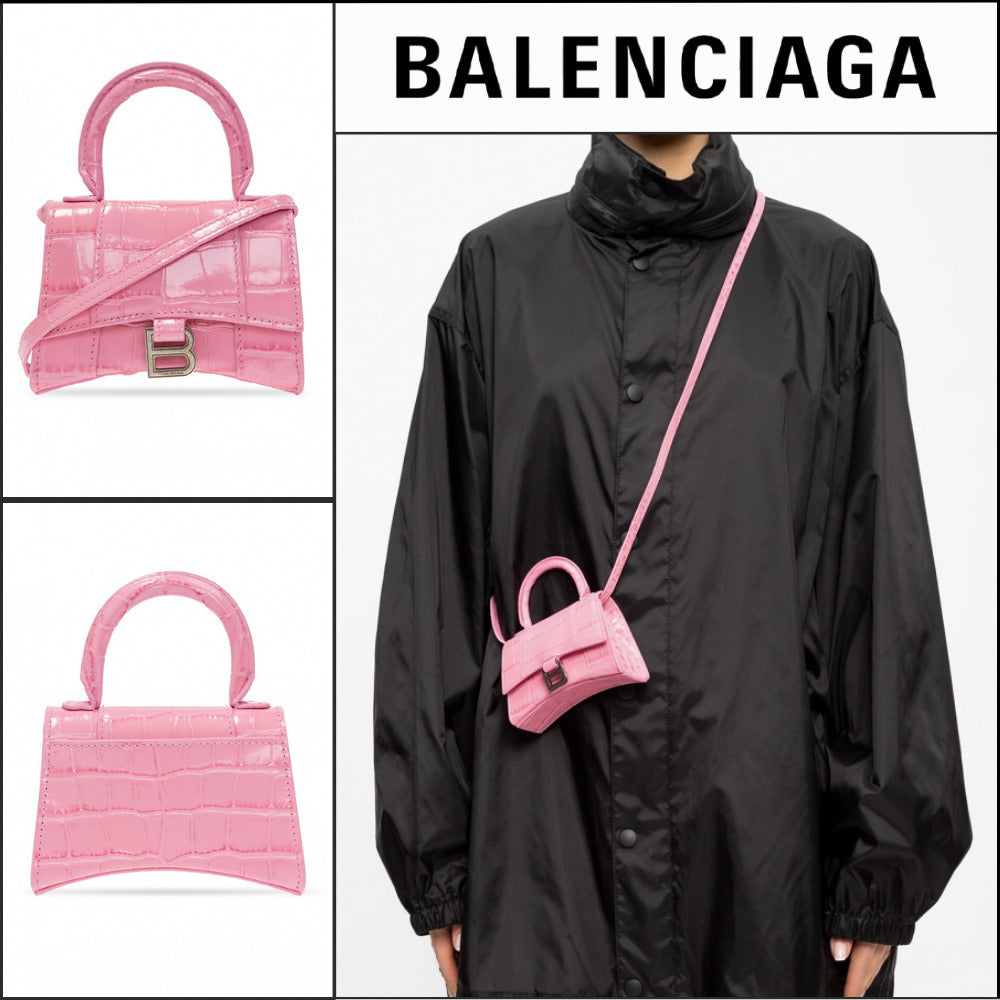【BALENCIAGA】Hourglass Mini Bag With Strap Pink