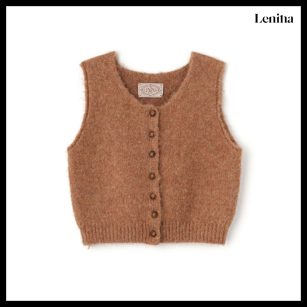 【LENINA】JOUR Round Neck Knit Vest 2 Colors
