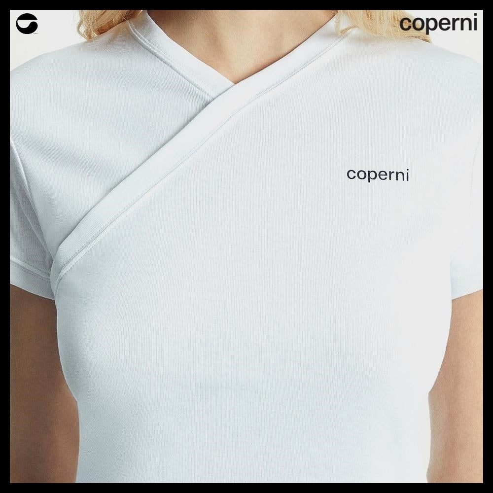 【Coperni】Womens V Neck Line T Shirt Optic White