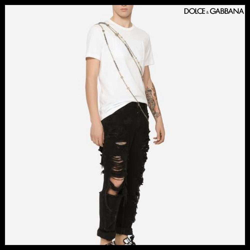【Dolce&Gabbana】COTTON T SHIRT EMBOSSED LOGO WHITE