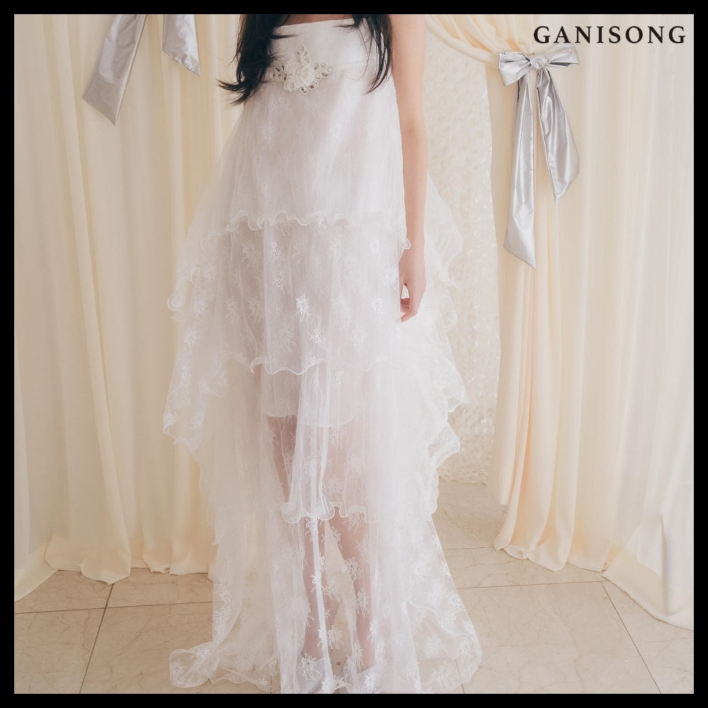 【GANISONG】Bridal Wave To Moon Dress White