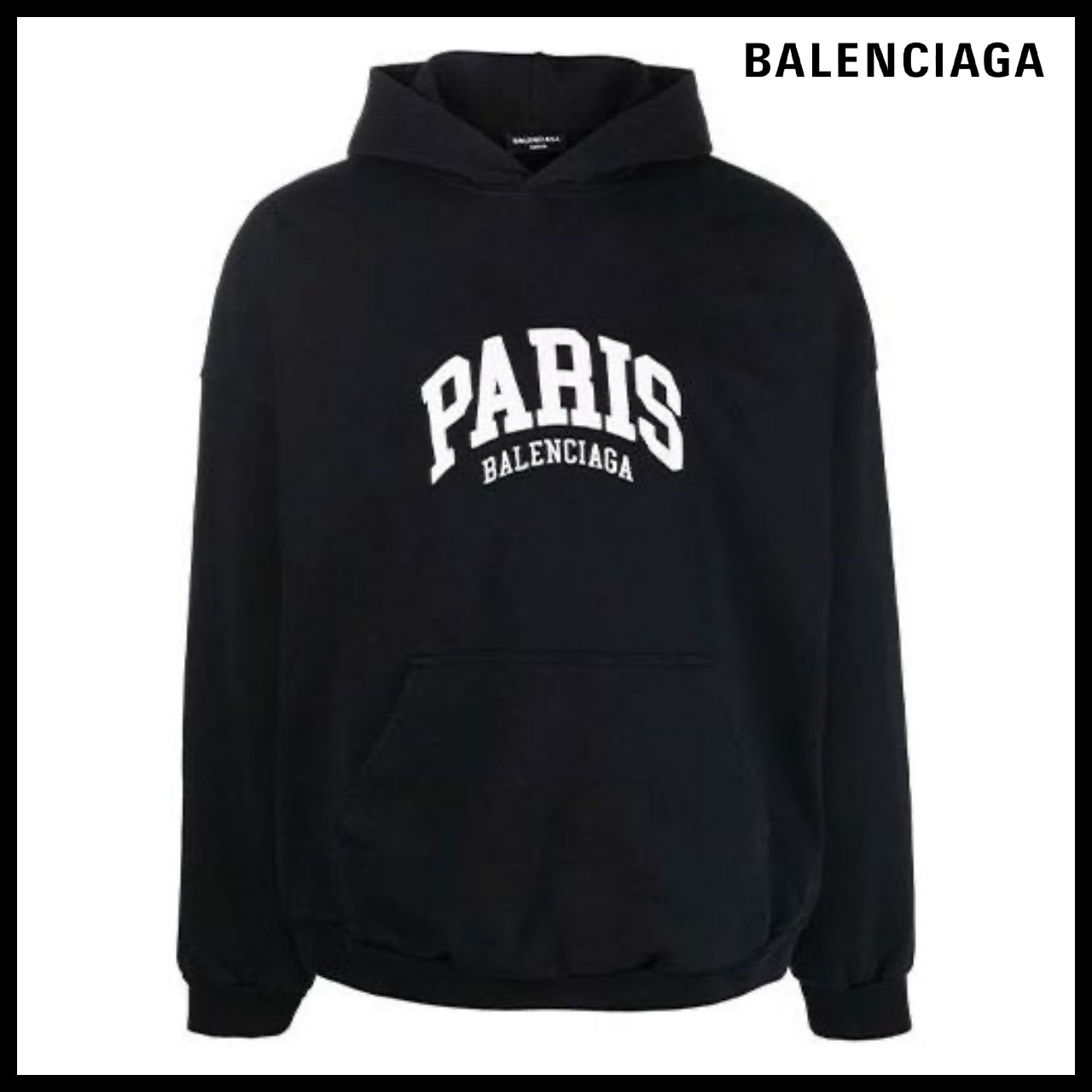 【BALENCIAGA】Cities Paris Hoodie Wide Fit Black White