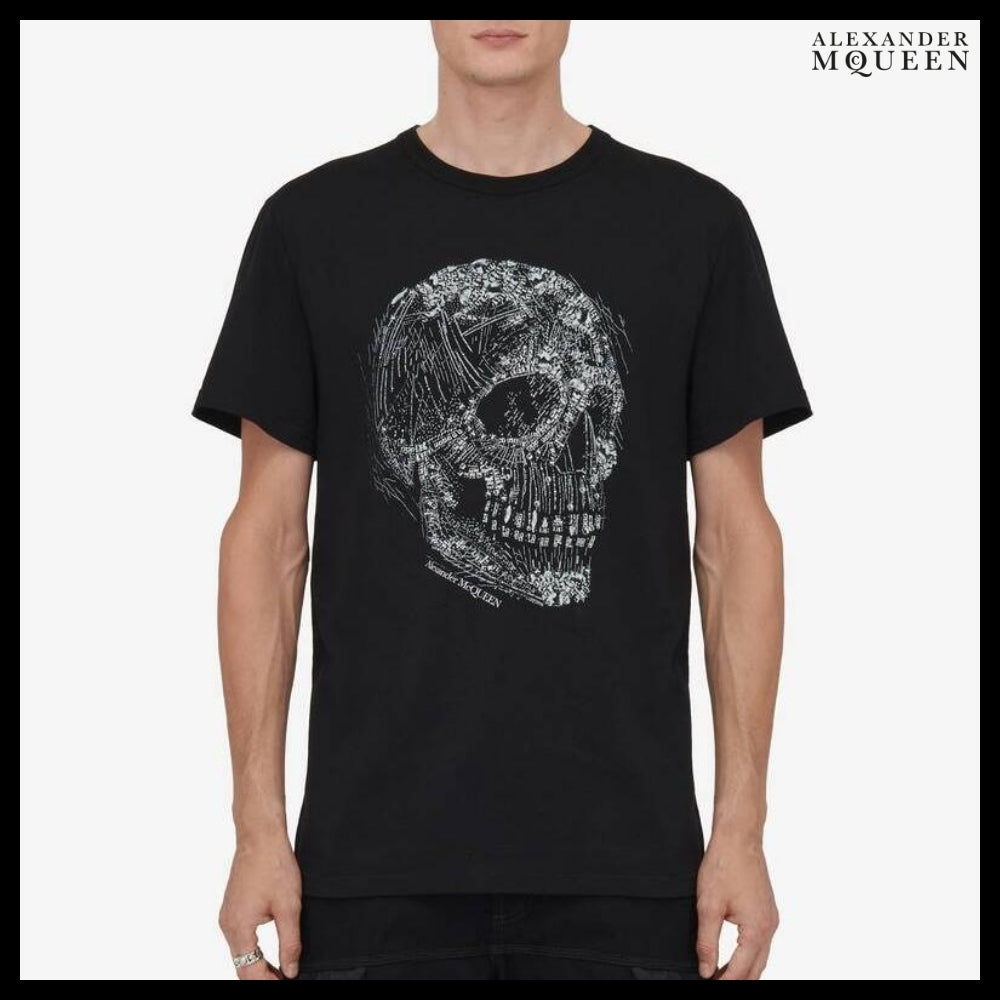 【Alexander Mcqueen】Crystal Skull T-shirt in Black/White