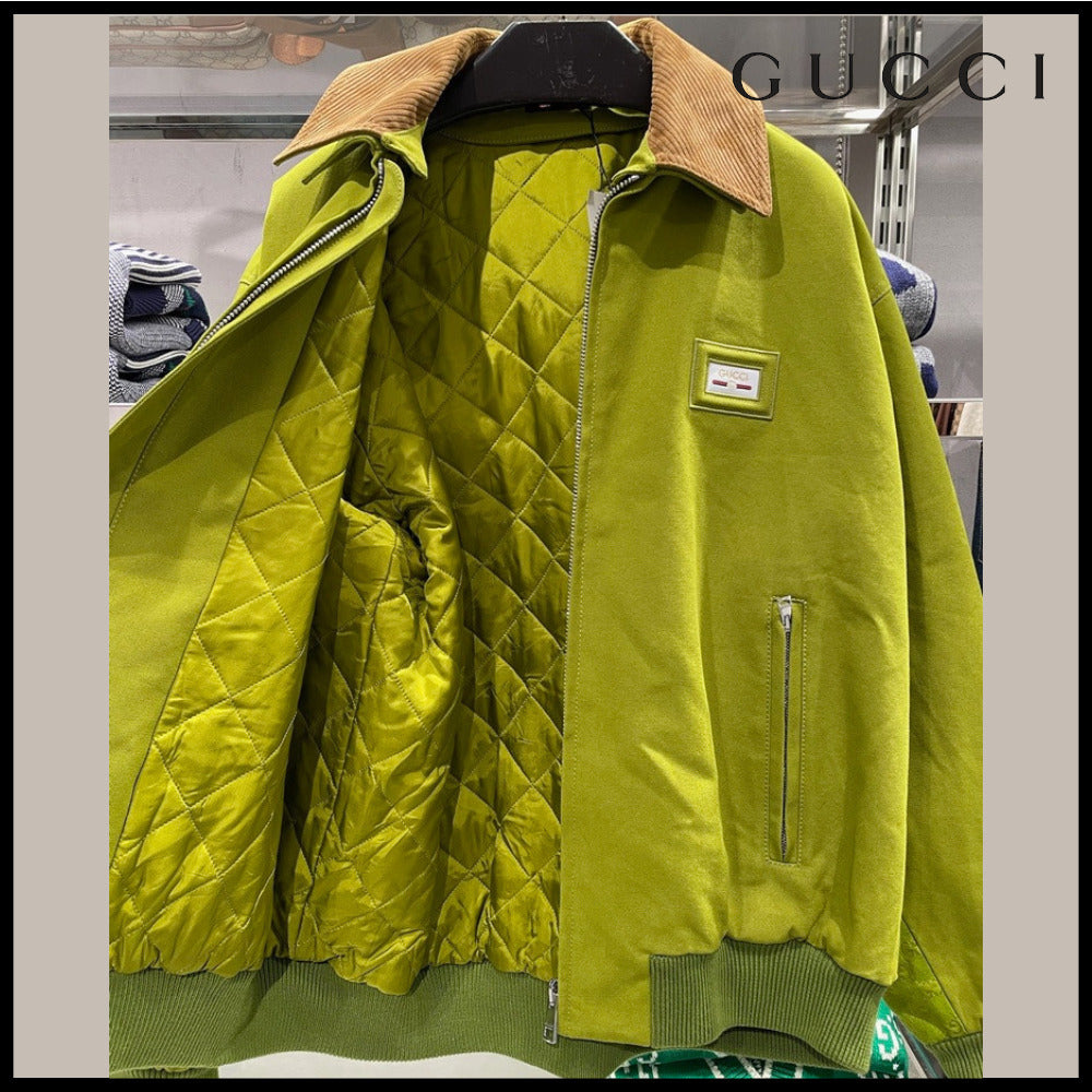 【GUCCI】Logo Cotton Canvas Blouson Jacket Fickle Pickle