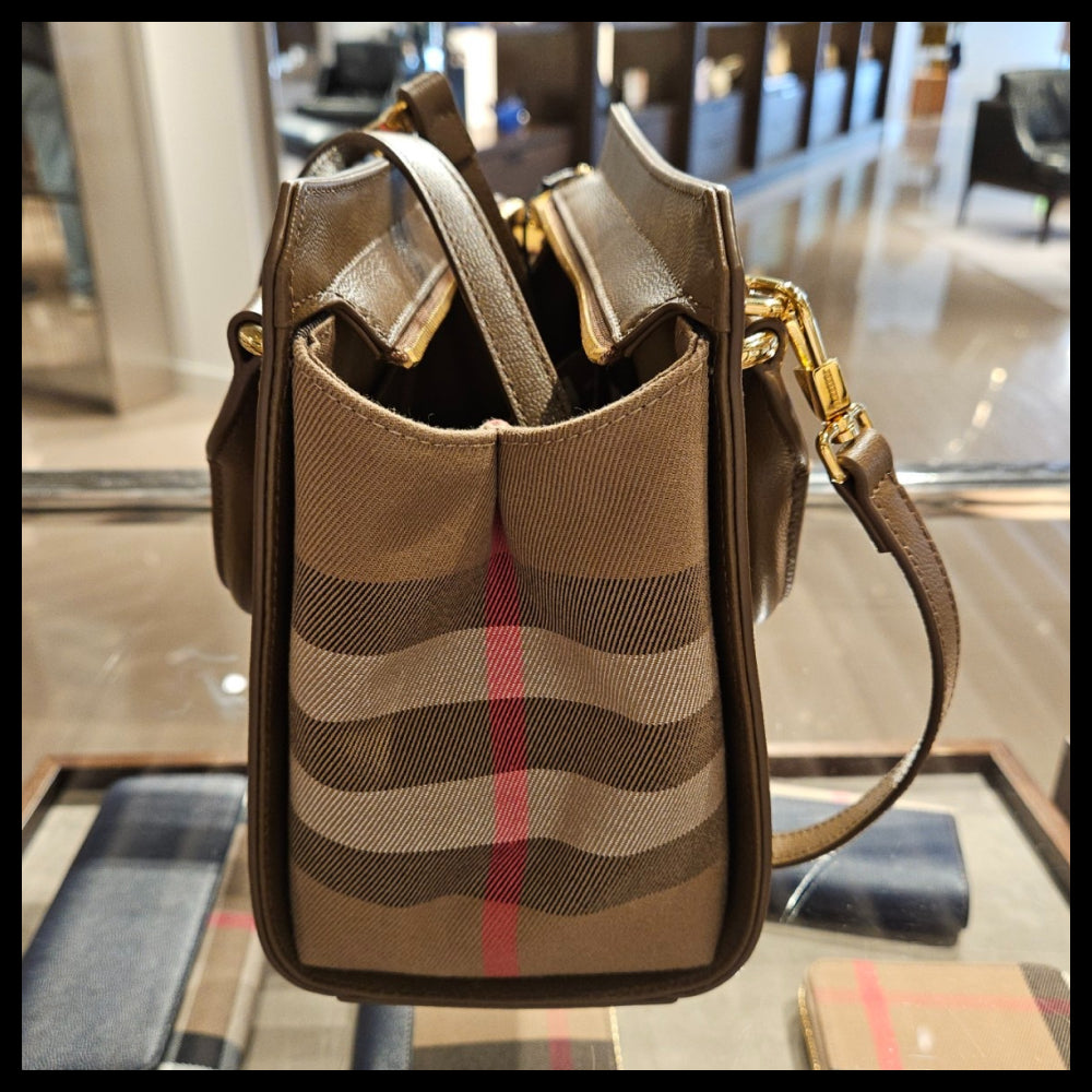 【BURBERRY】BANWELL house check mini tote bag earth