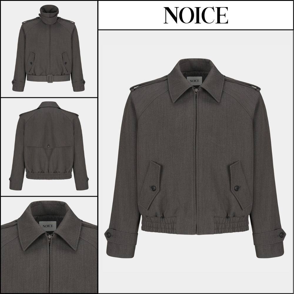 【NOICE  】NECK BUCKLE WOOL BLEND BLOUSON GRAY