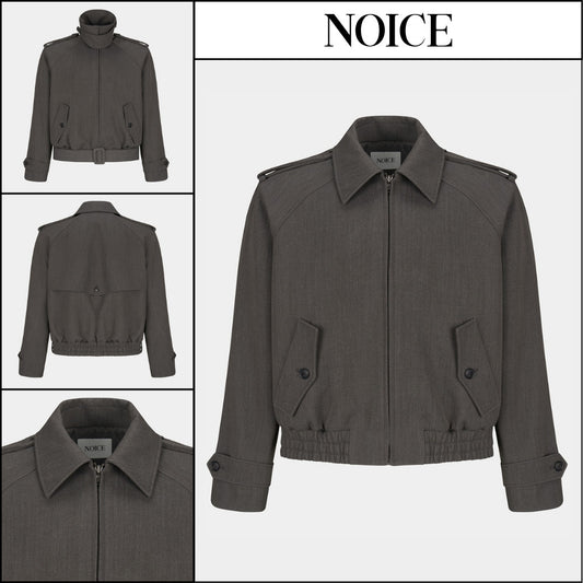 【NOICE  】NECK BUCKLE WOOL BLEND BLOUSON GRAY