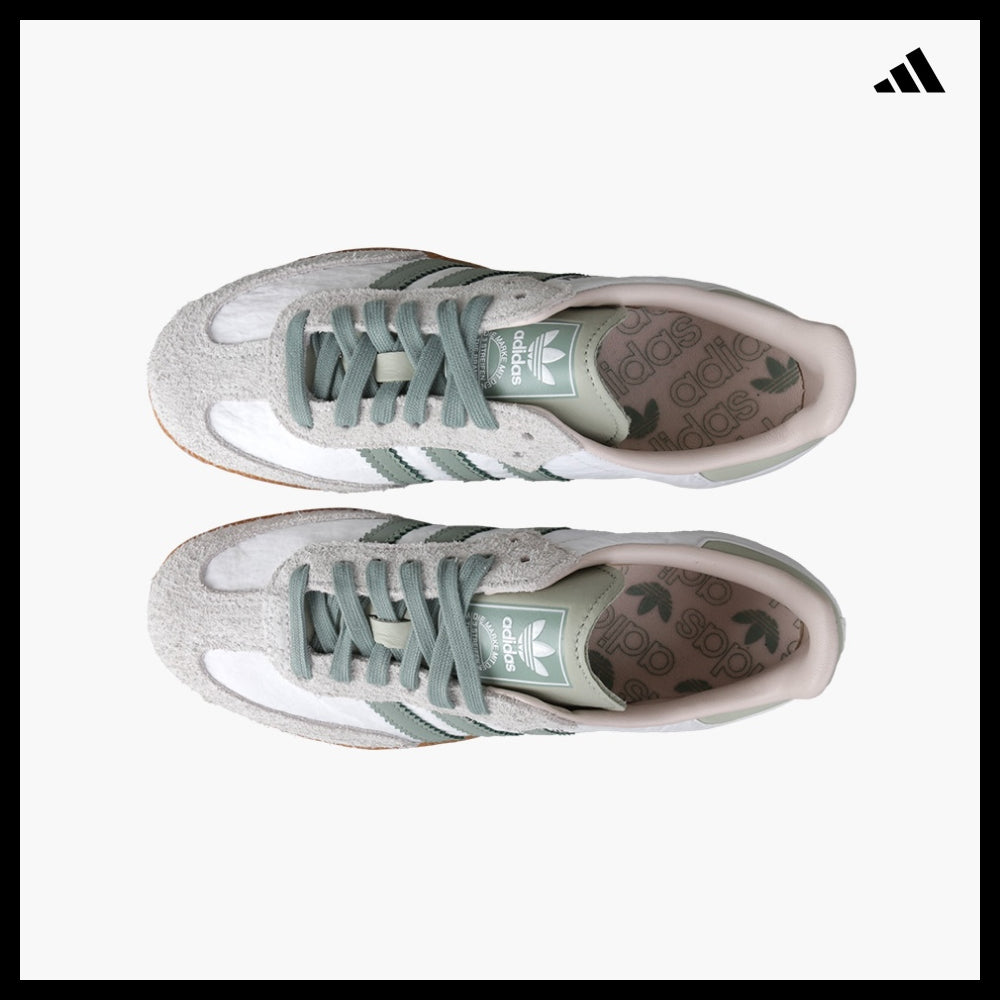 【adidas】Samba OG Cloud White Silver Green Sneakers