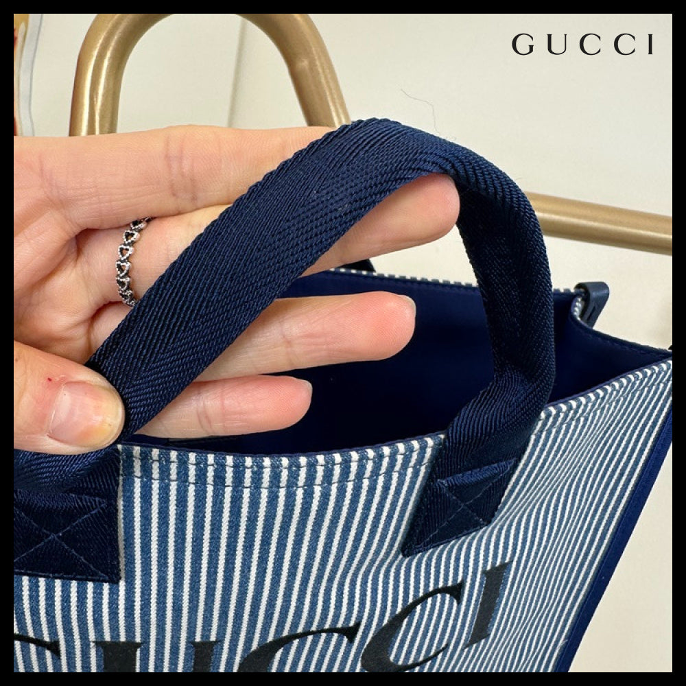 【GUCCI X OSHKOSH】Logo Stripe Square Tote Bag