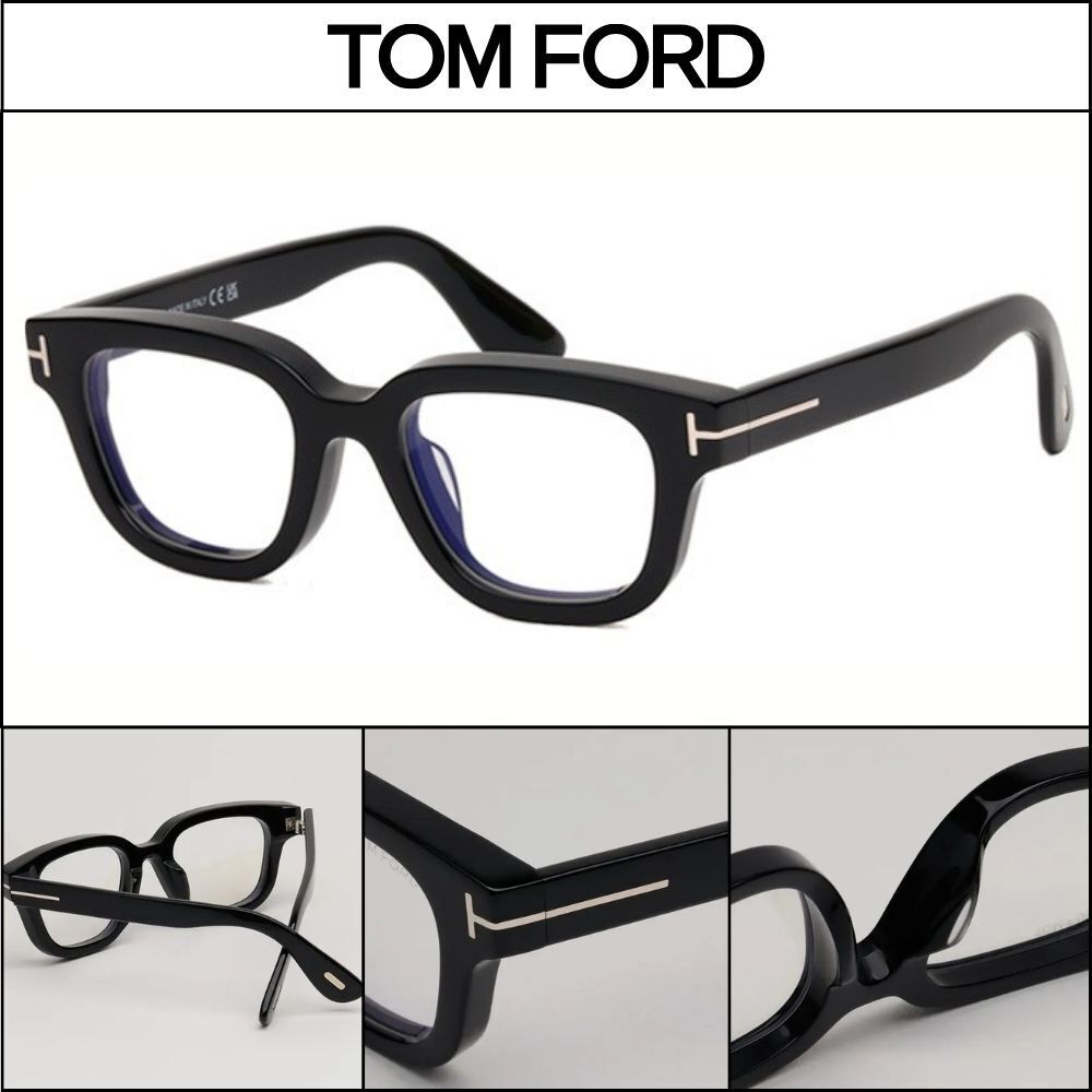 【TOM FORD】Bold Square Black Horn-Rimmed Eyeglasses