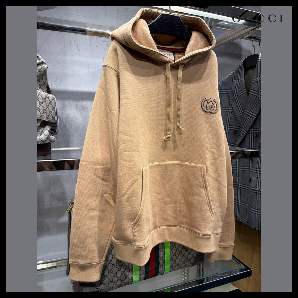 【GUCCI】Interlocking G Heavy Felted Cotton Jersey Hoodie