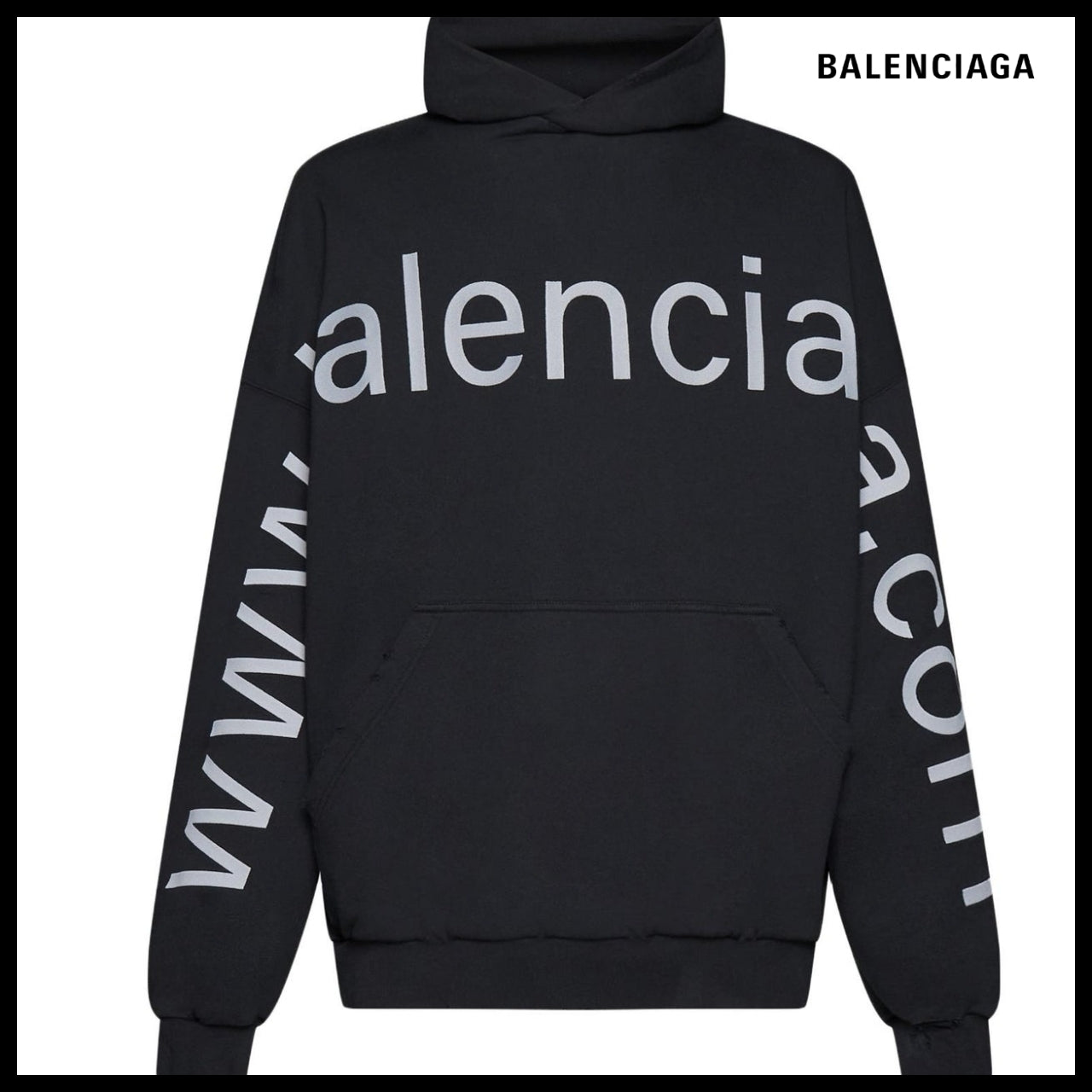 【BALENCIAGA】Bal.Com Popover Hoodie Black