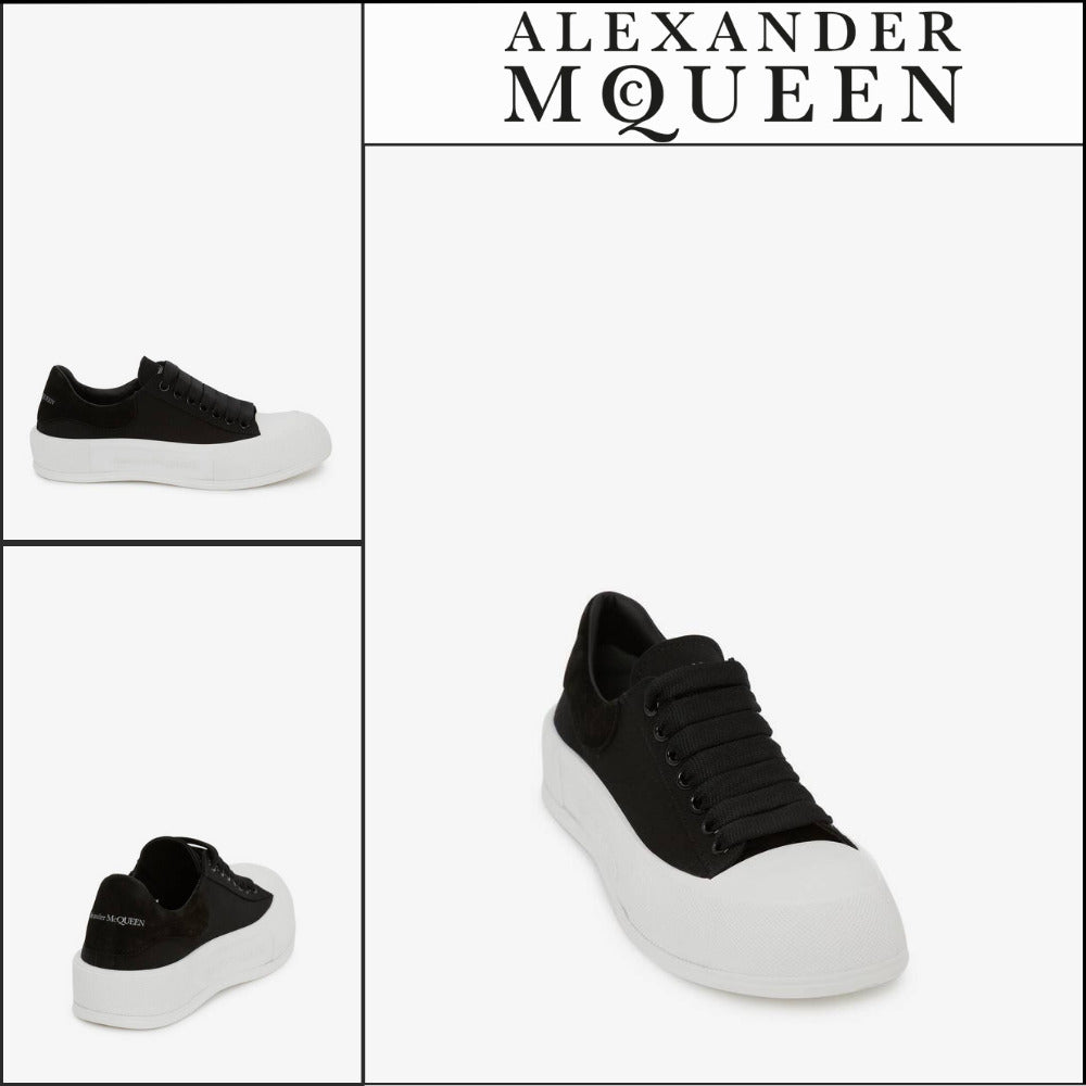 【Alexander Mcqueen】Men's Deck Lace-Up Plimsoll Black White