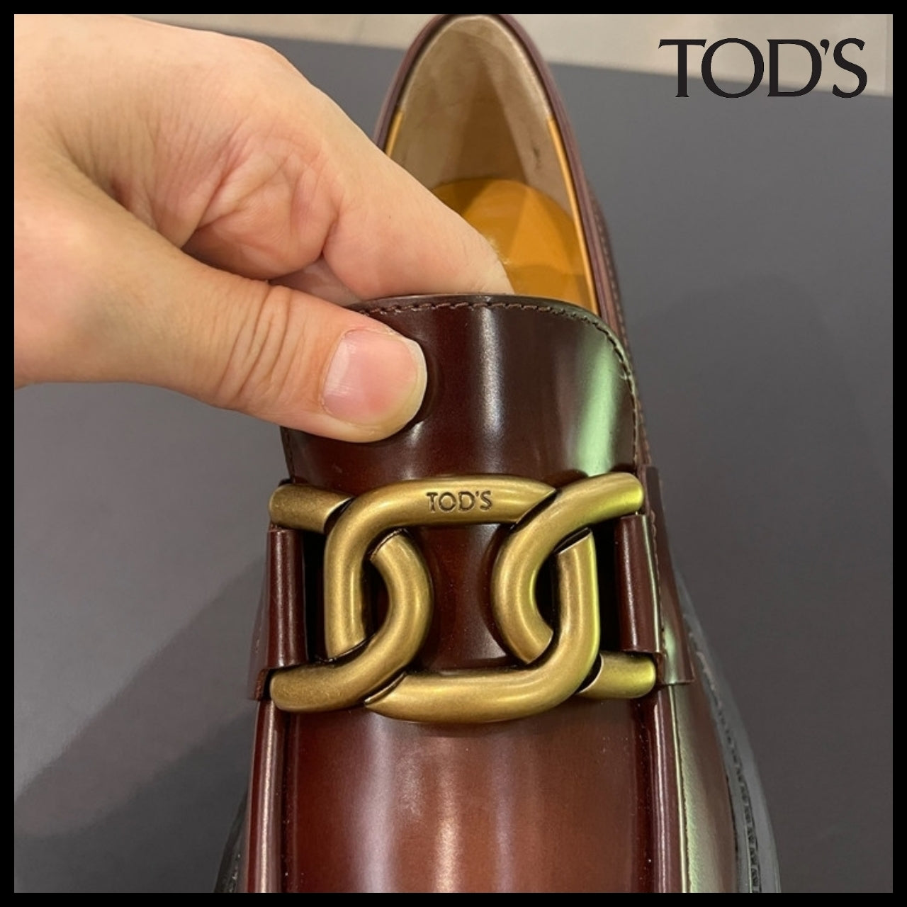 【TOD'S】Chain Calf Leather Women’s Loafers Brown