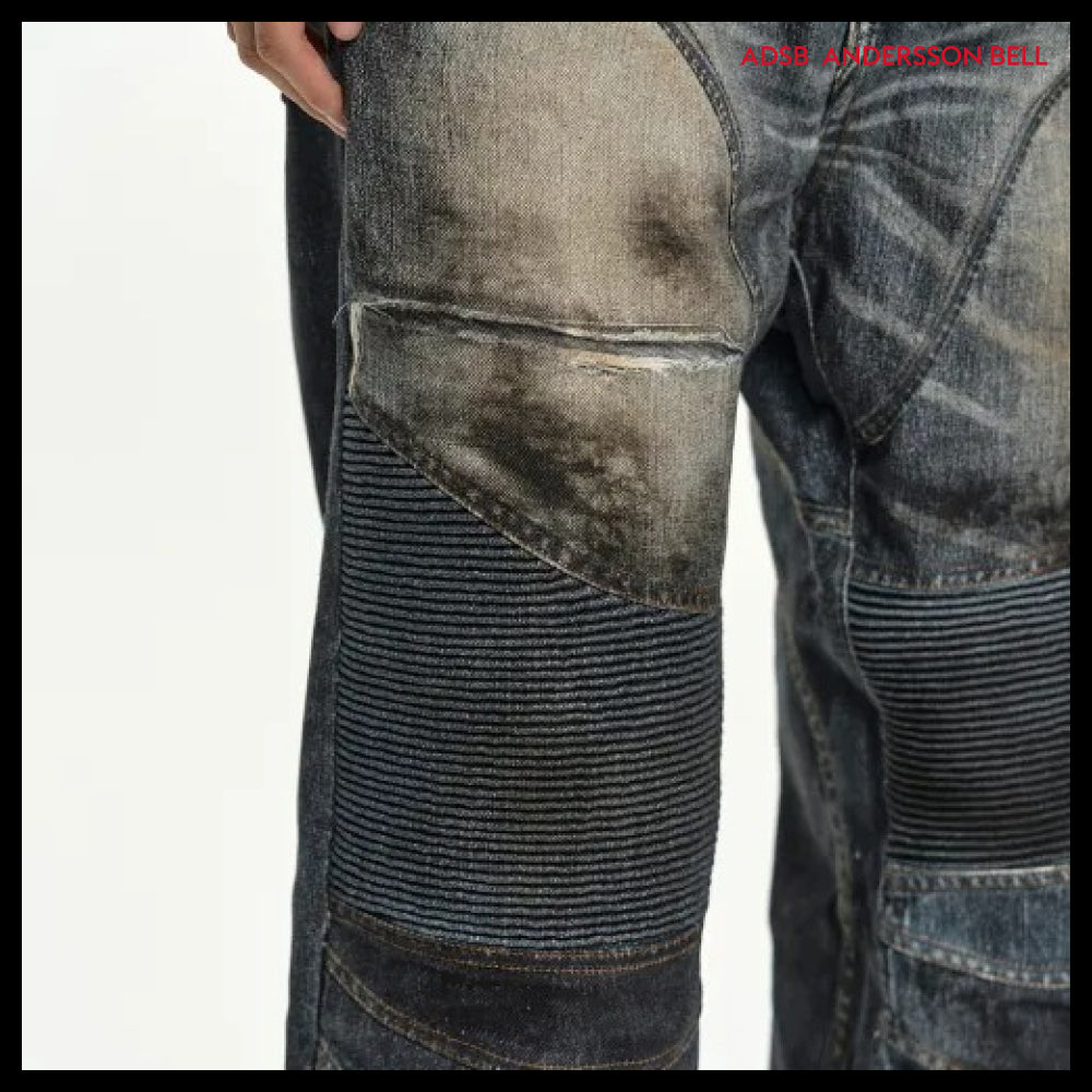 【ANDERSSON BELL】DENIM TROMPE LOEIL GRAPHIC BIKER JEANS MID