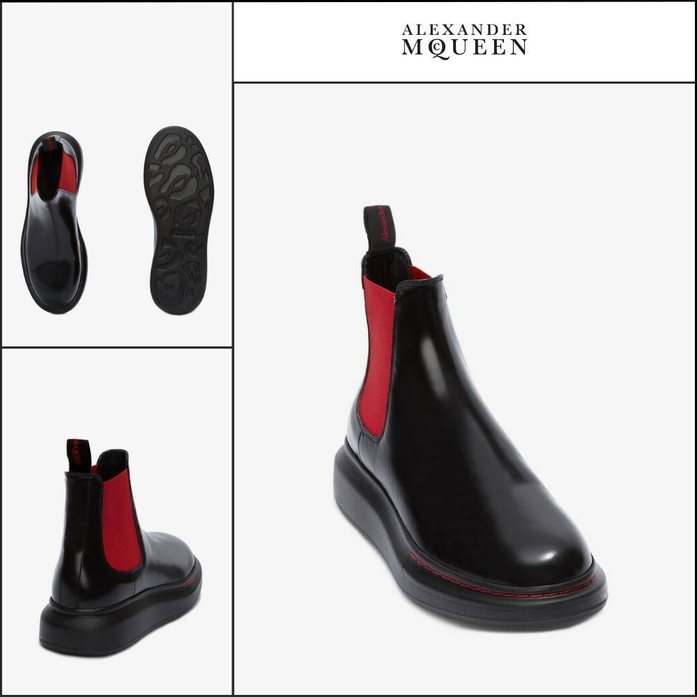 【Alexander Mcqueen】Hybrid Chelsea Boots in Black/Red