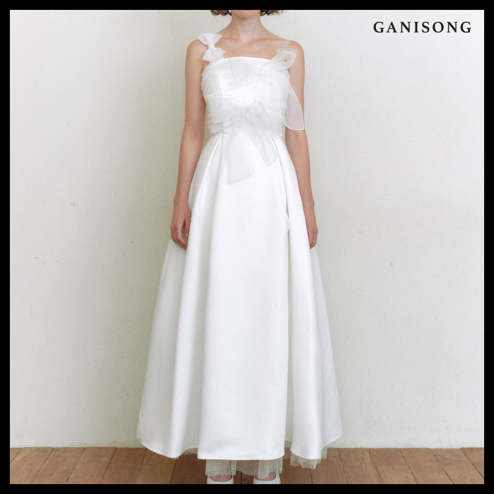 【GANISONG】Bridal Knotted Dress White