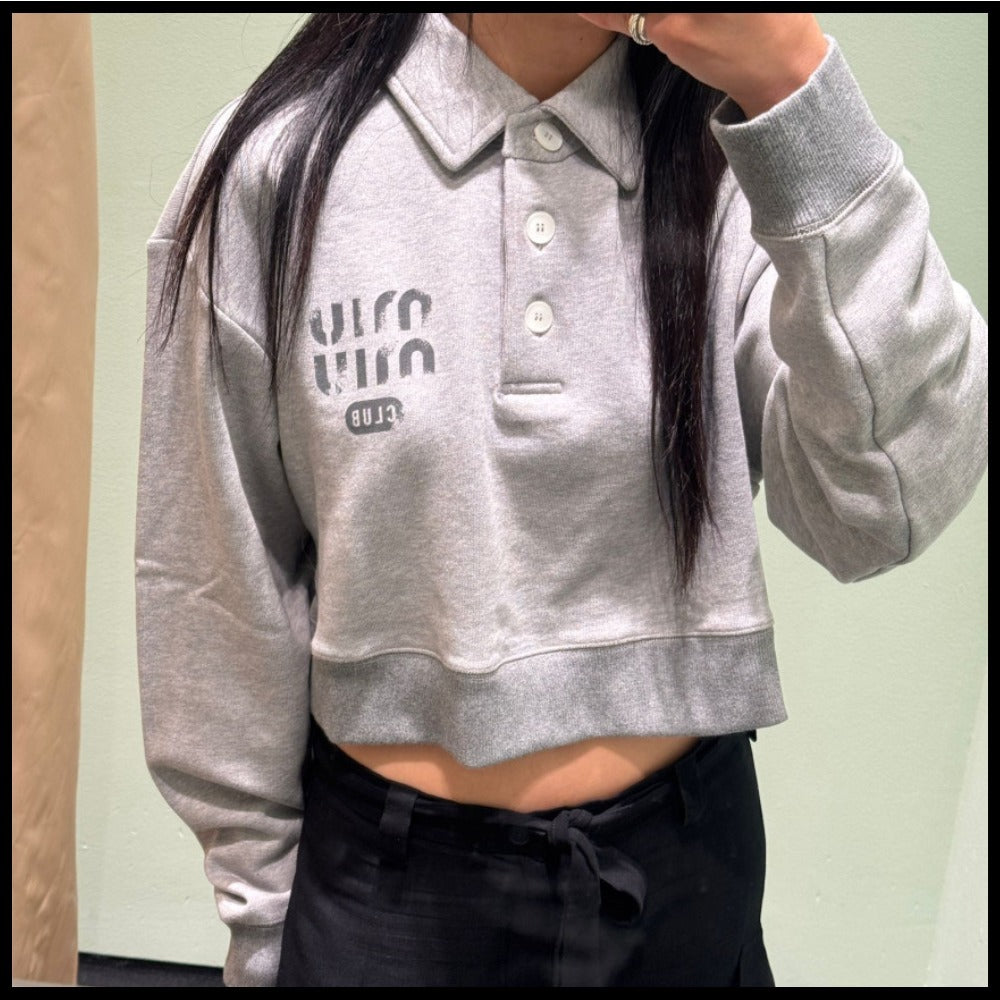 【MiuMiu】ポロシャツ コットンフリース スウェットシャツ
