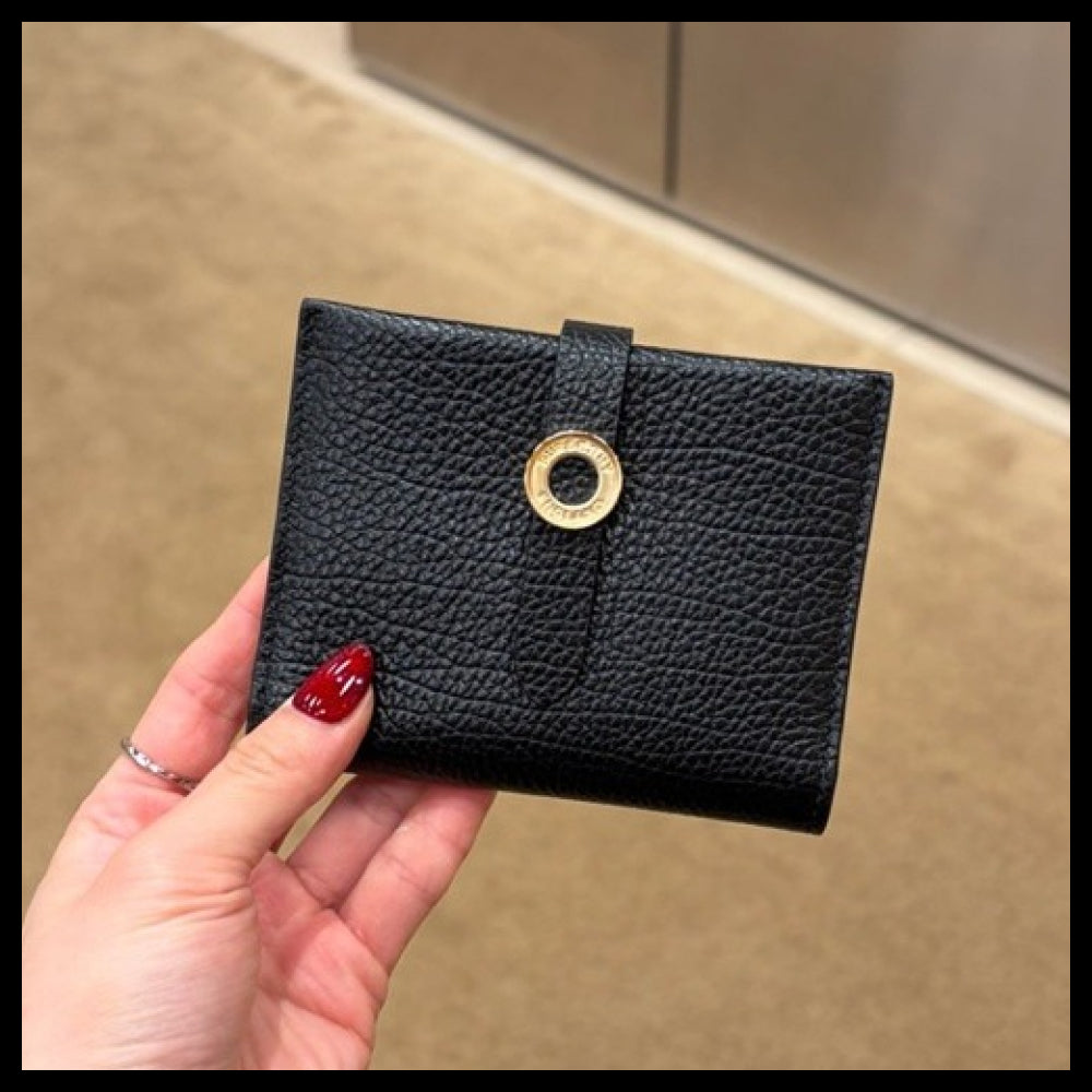 【Burberry】EDIE Grained Leather Bifold Card Wallet Black