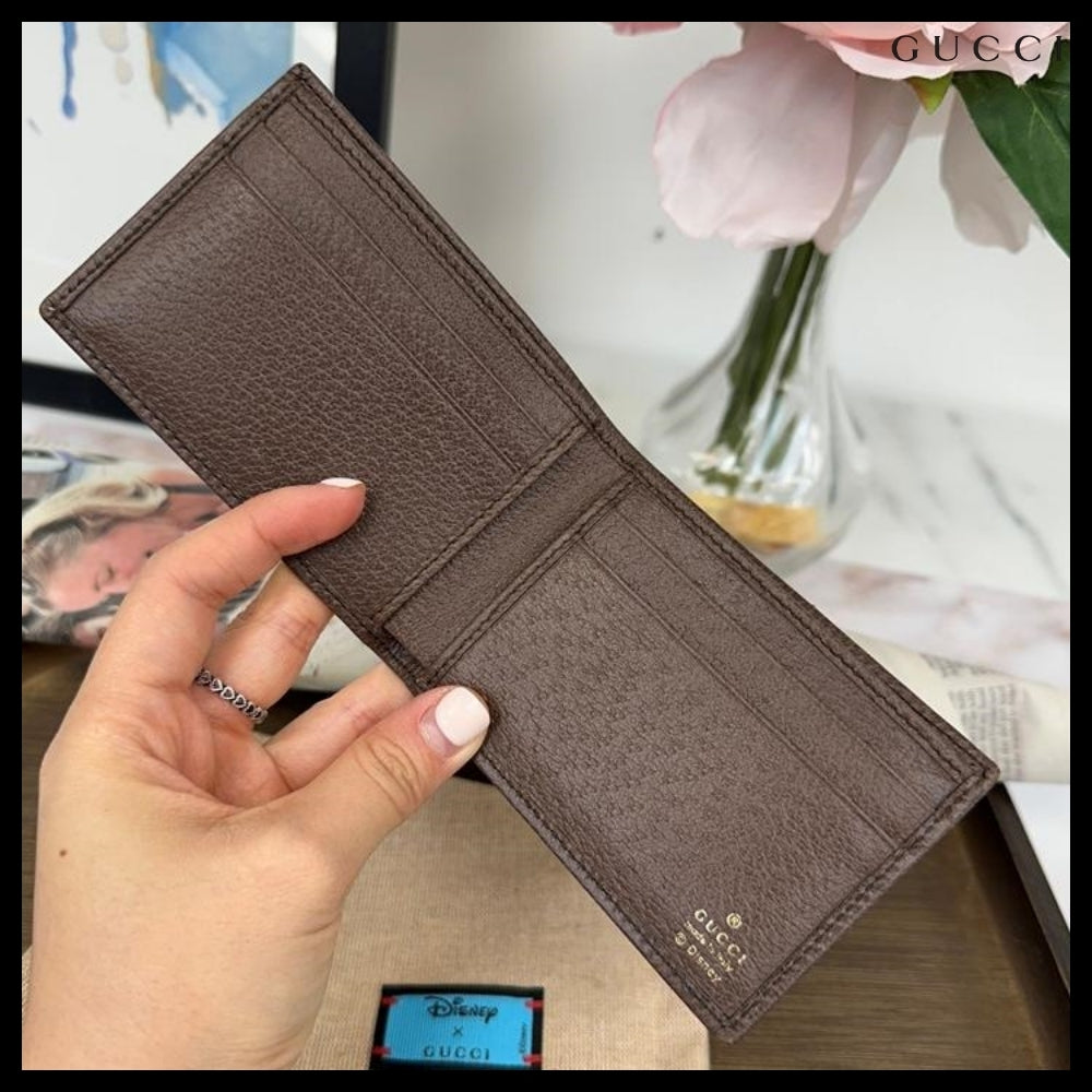 【Gucci x Disney】Donald Duck Print Canvas Leather Wallet