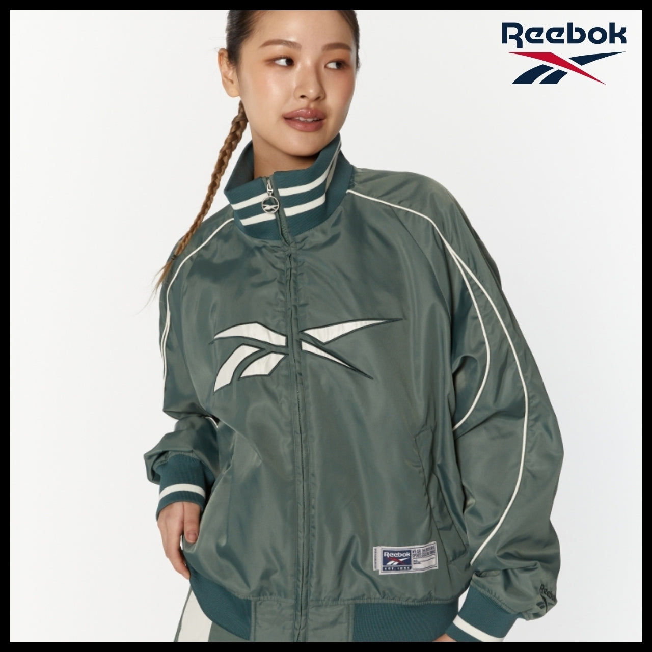 【Reebok】Vector Stadium Varsity Jacket Green