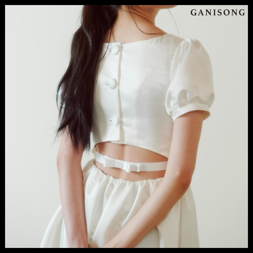 【GANISONG】Bridal Back Open Dress White