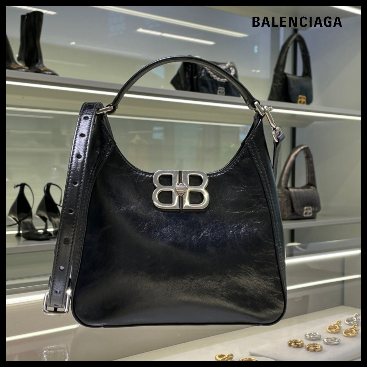 【BALENCIAGA】BB Soft Small Hobo Bag Black