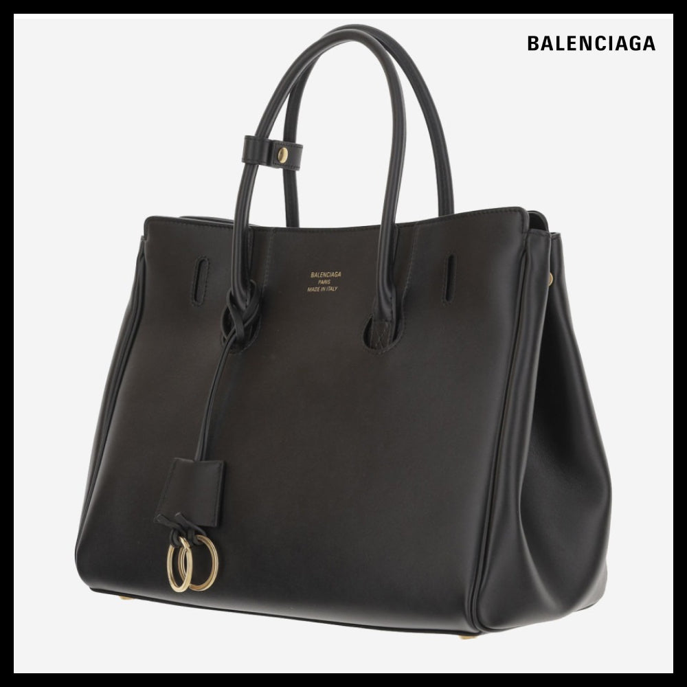 【BALENCIAGA】ブラックレザー スモール キャリーオール Hempton