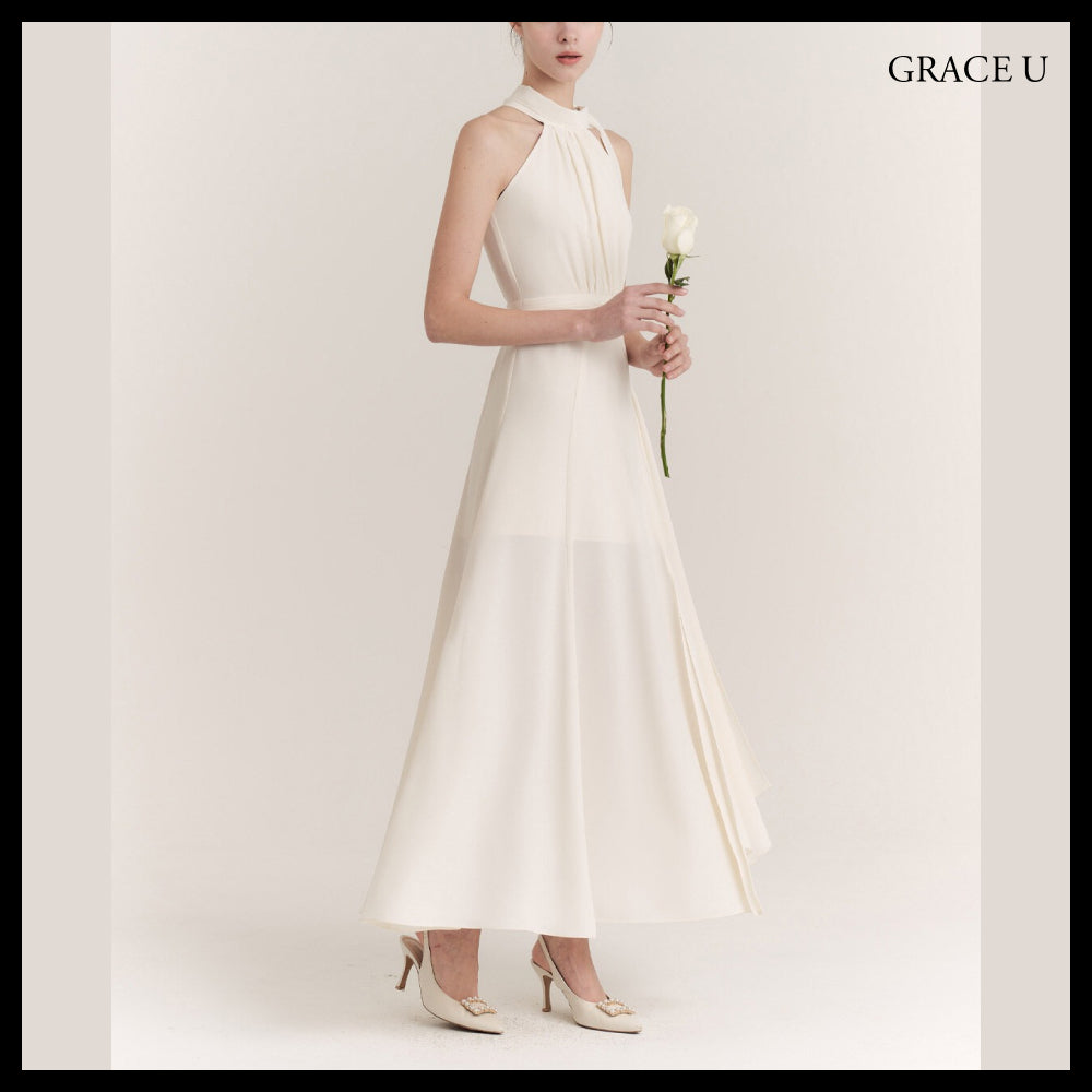 【GRACE U】Isabel Halter-Neck One-Piece 3 Colors