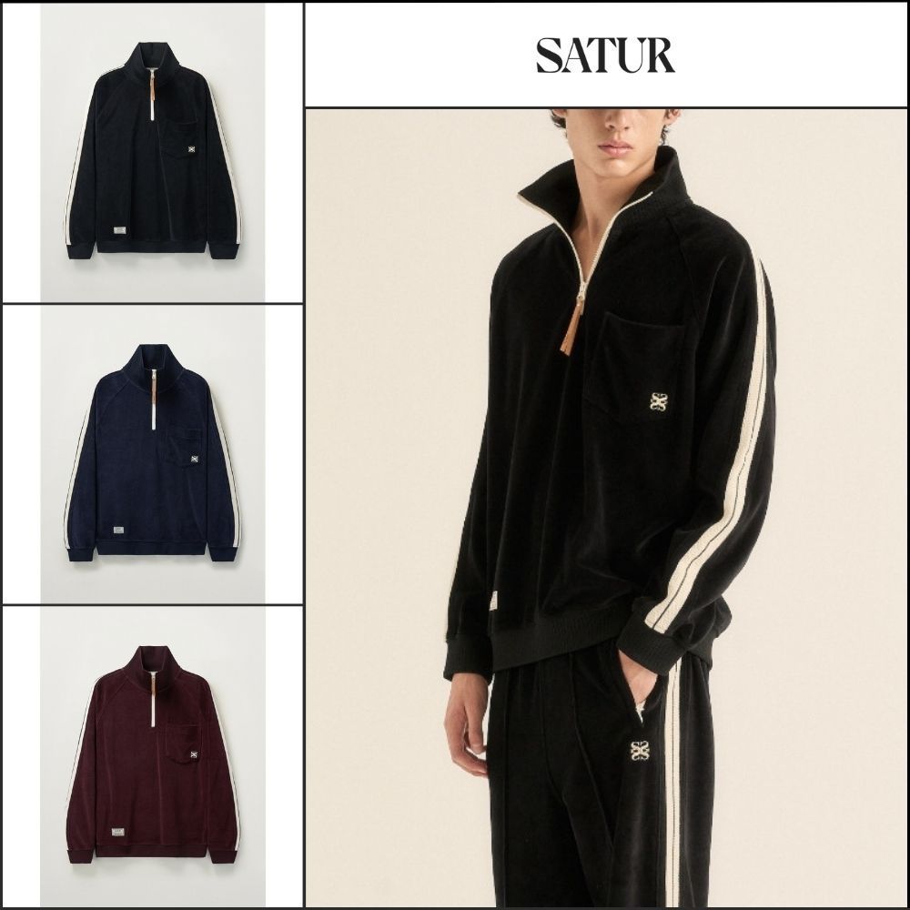 【SATUR】Velour Loose Fit Half Zip-Up 3colors