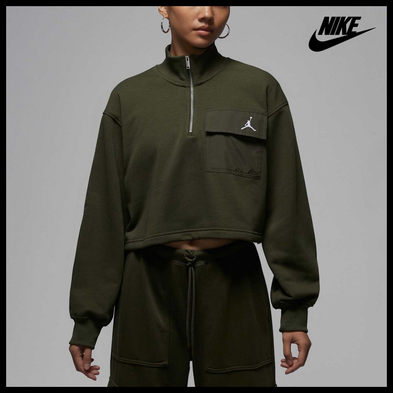 【NIKE】Brooklyn Fleece 1/4 Zip Hike Mike Top W Cargo Khaki