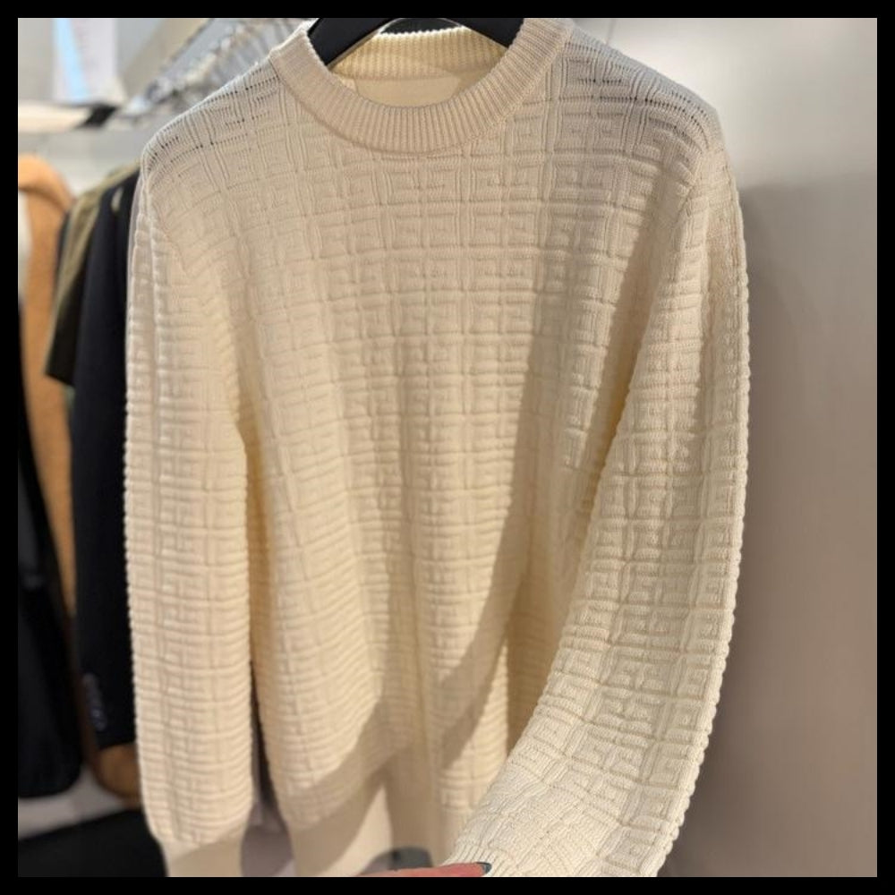【GIVENCHY】Jacquard Wool Knit Sweater Cream