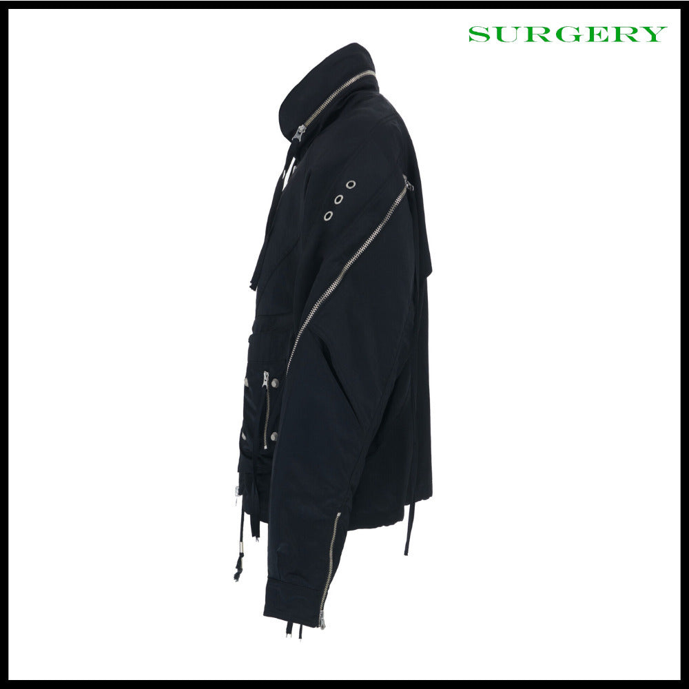 【SURGERY】Biker Embossing Puffer Jacket Black