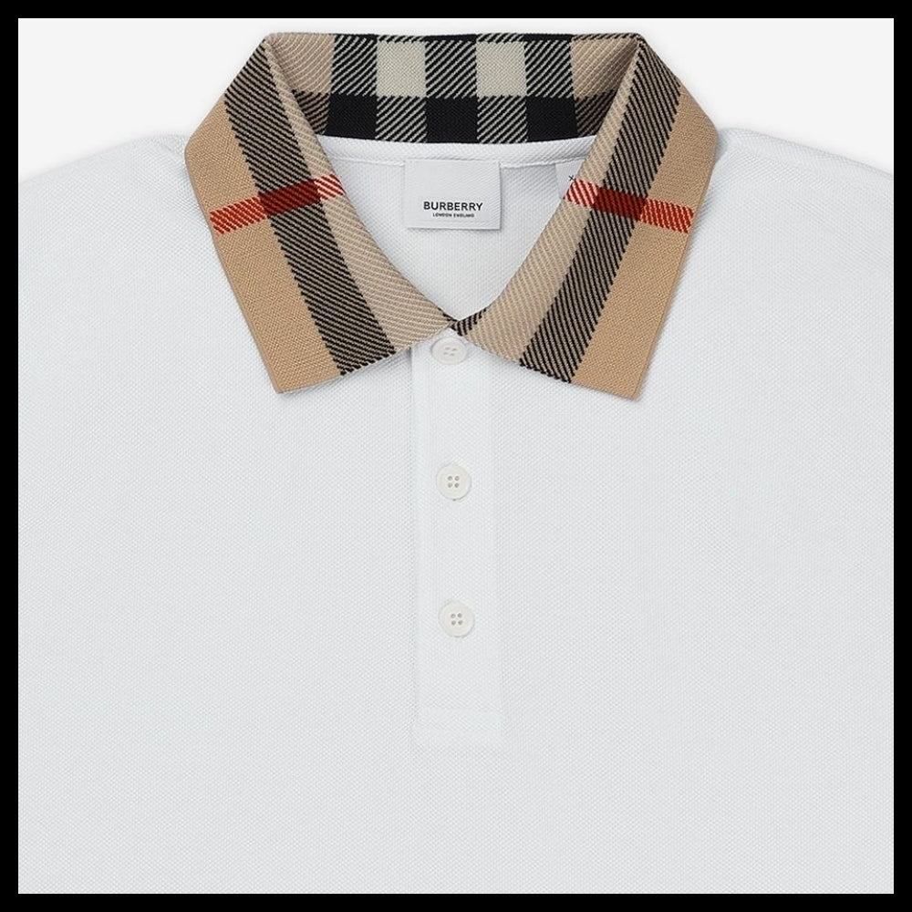 【Burberry】Cotton Slim Fit Polo Shirt White