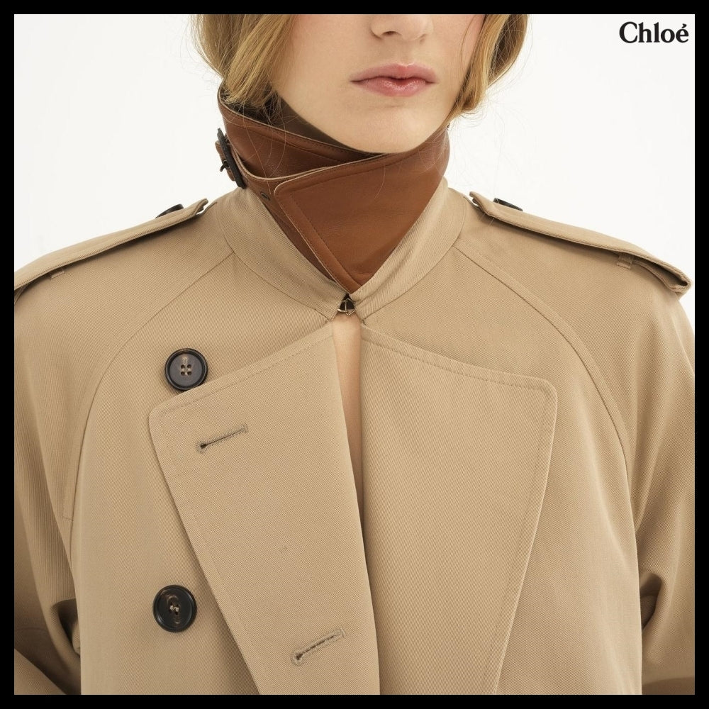 【Chloe】Classic Trench Coat in Cotton Gabardine with Cape