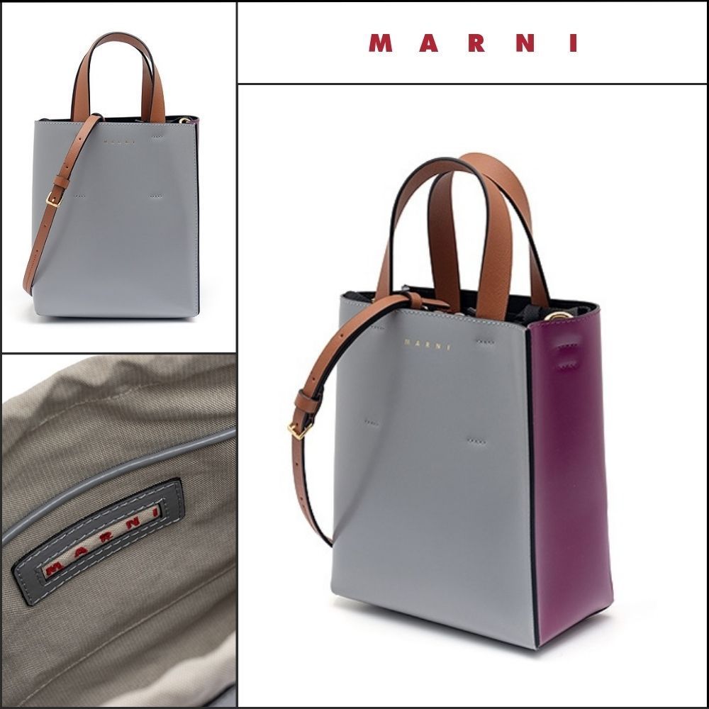 【MARNI】Logo Color Block Tote Shoulder Bag