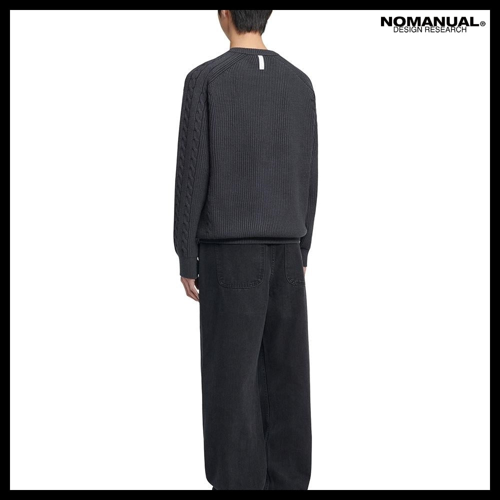 【NOMANUAL】Anomaly Knit Zip-Up Charcoal