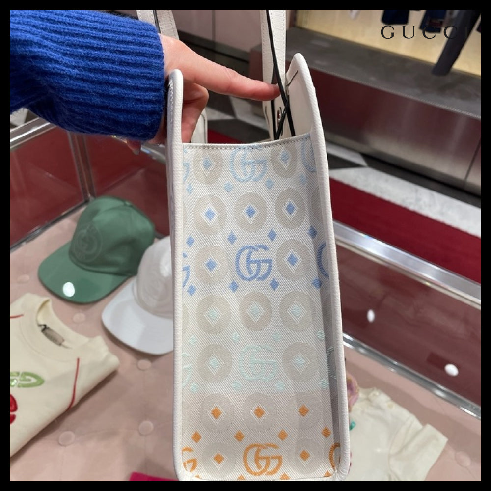 【GUCCI】GG Web Stripe Canvas Tote Bag Multi