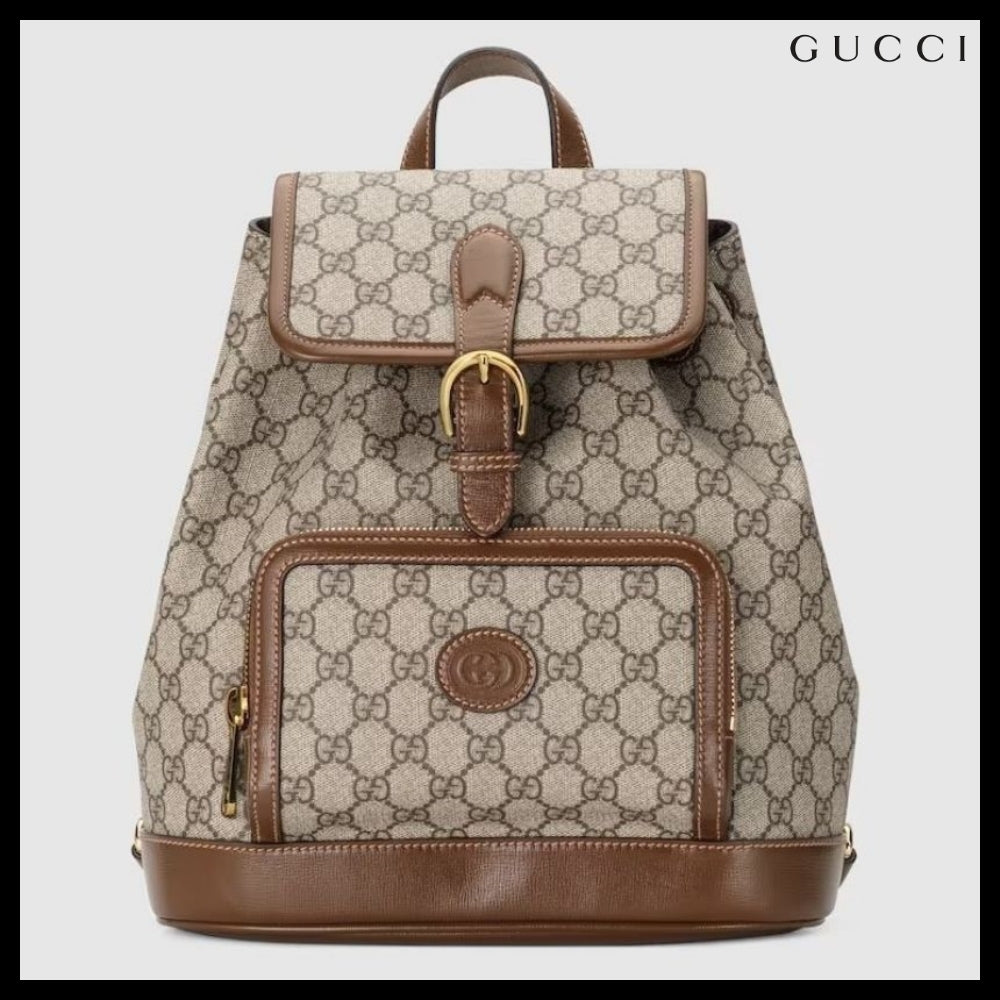 【GUCCI】Interlocking Supreme Pattern Leather Backpack