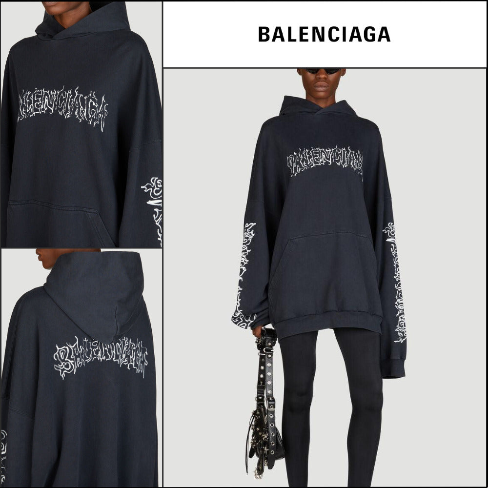 【BALENCIAGA】Darkwave Large Fit Hooded Sweatshirt Black