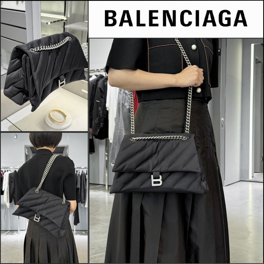 【BALENCIAGA】Crush Quilted Spandex Medium Chain Bag